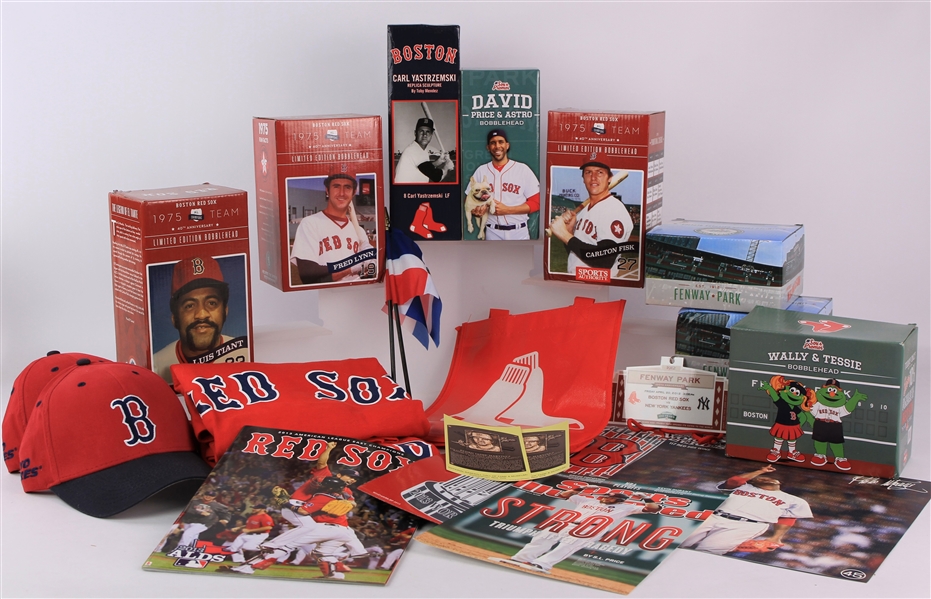 2000s Boston Red Sox Memorabilia Collection - Lot of 22 w/ Mint In Box Bobbleheads, Apparel & More