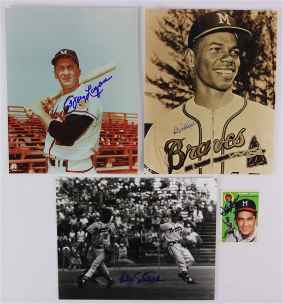 2000s Johnny Logan Felix Mantilla Milwaukee Braves Signed 8" x 10" Photos - Lot of 4 (JSA)