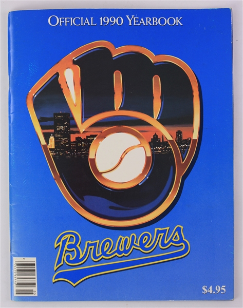 1990 Milwaukee Brewers Multi Signed Yearbook w/ 6 Signatures Including Bud Selig, Robin Yount, Paul Molitor & More