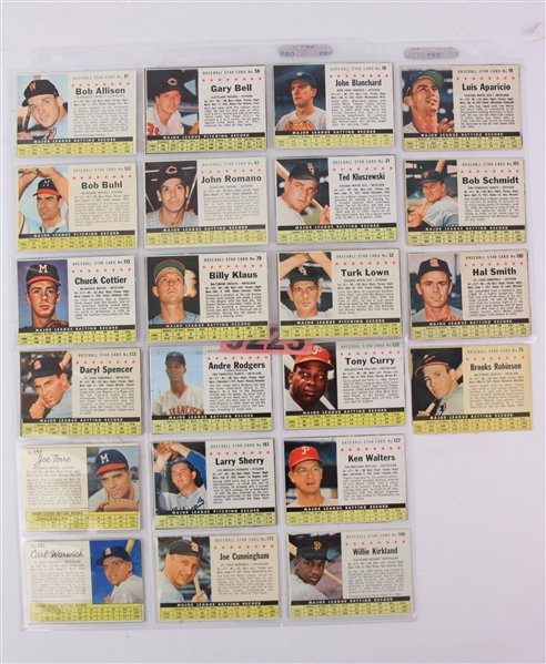 1961-62 Post Cereal Baseball Trading Cards - Lot of 22 w/ Brooks Robinson, Ted Kluszewski, Luis Aparicio, Joe Torre & More