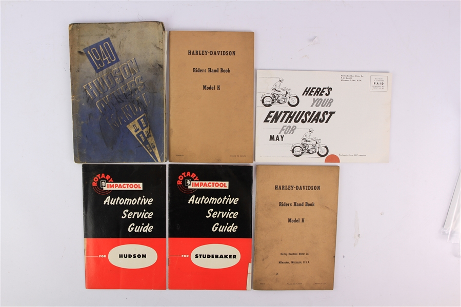 1940s-50s Harley Davidson Studebaker Hudson Rider Handbooks & Service Guides - Lot of 6