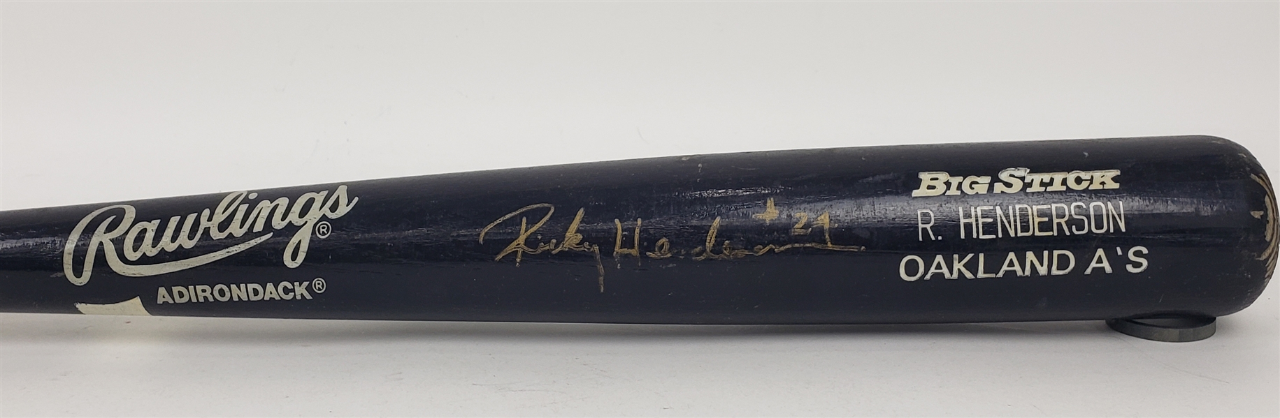 1990 Rickey Henderson Oakland Athletics Signed Rawlings Adirondack Professional Model Game Used Bat (MEARS A7/JSA)