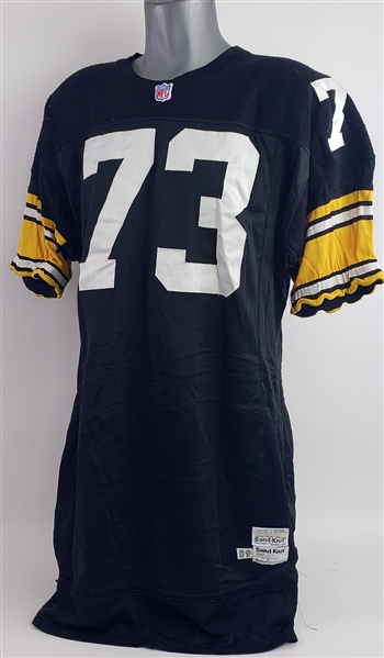1990-91 Justin Strzelczyk Pittsburgh Steelers Game Worn Home Jersey (MEARS A10/Steelers Hologram)