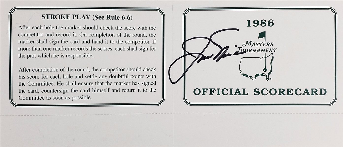 1986 Jack Nicklaus Signed Masters Scorecard (JSA)
