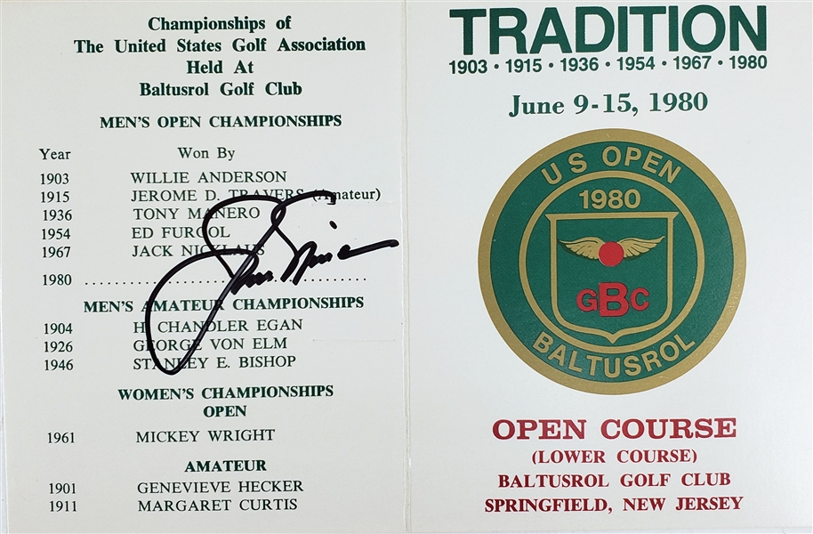 1980 Jack Nicklaus Signed US Open Baltusrol Golf Club Scorecard (JSA)