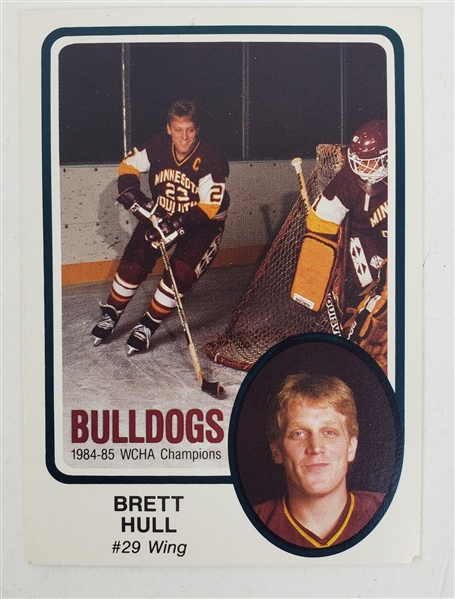 1985 Brett Hull Minnesota Duluth Bullldogs Pre-Rookie Trading Card