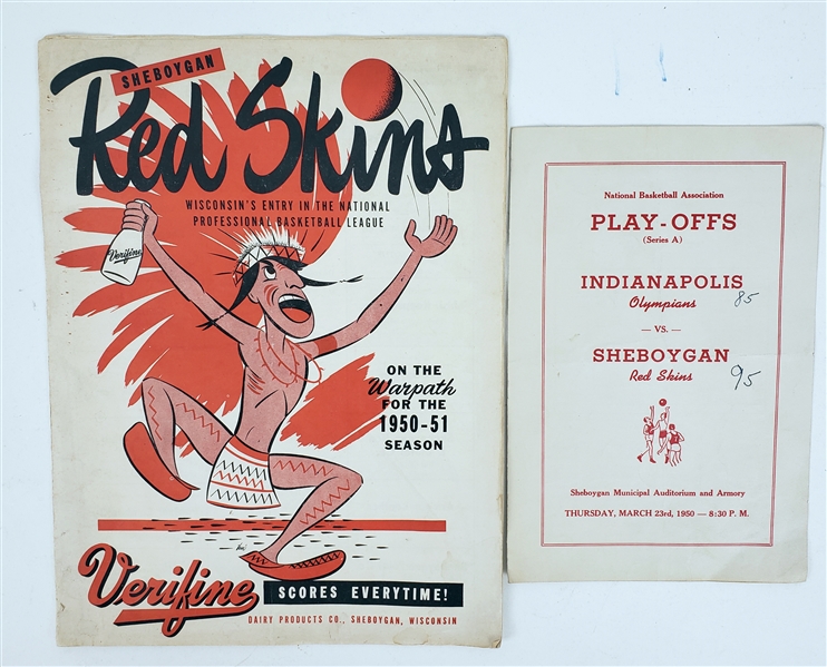 1950-51 Sheboygan Redskins Basketball Game Programs - Lot of 2