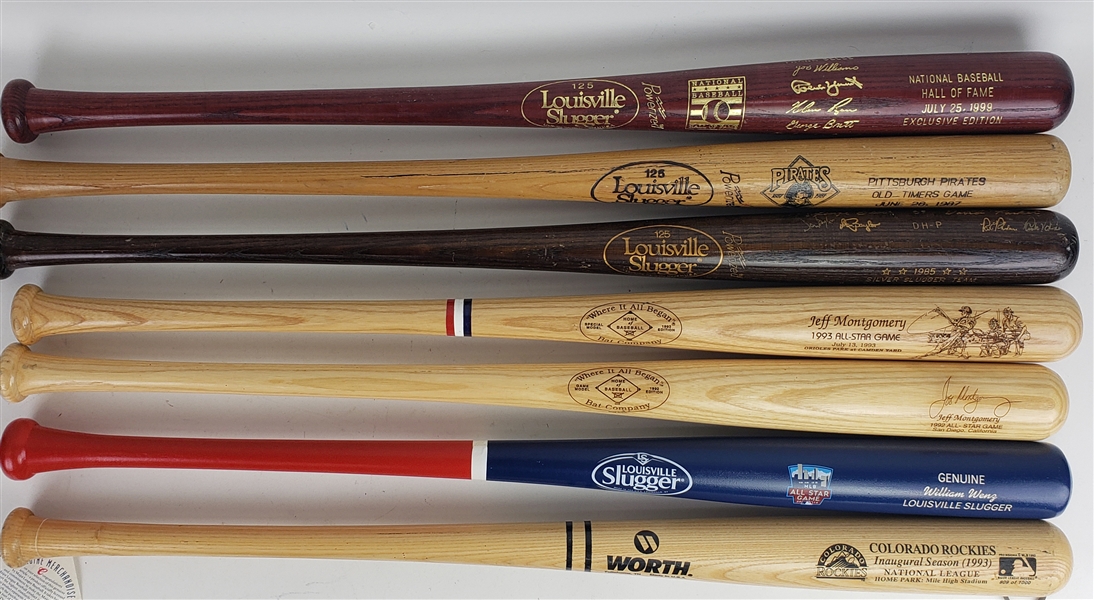 1980s-2010s Commemorative & Signed Baseball Bat Collection - Lot of 15 w/ Oakland Athletics Black Bats, Eddie Mathews Signed & More (MEARS LOA)