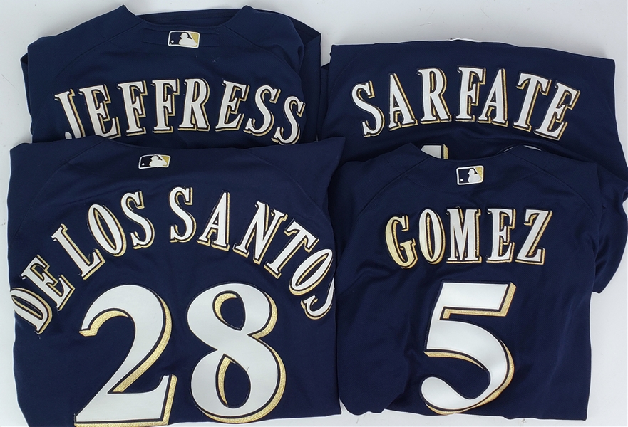 2003-15 Milwaukee Brewers Game Worn Jersey Collection - Lot of 4 w/ Carlos Gomez, Jeremy Jeffress Signed, Dennis Sarfate & More (MEARS LOA)