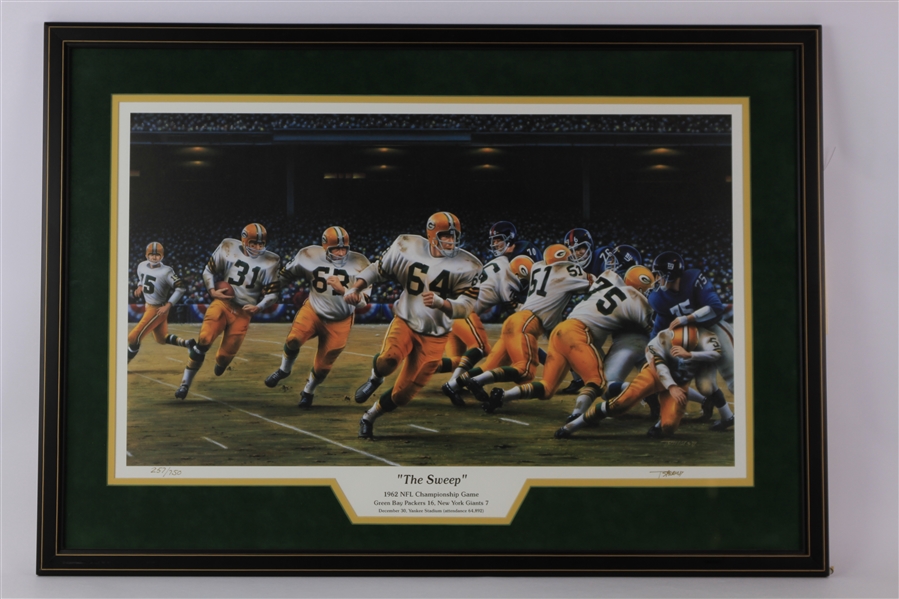 1994 Green Bay Packers "The Sweep" 1962 NFL Championship Game 26" x 35" Framed Artist Signed Lithograph (257/750)