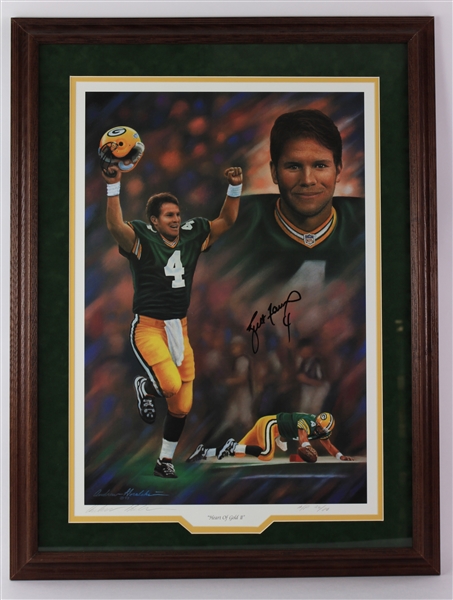 1997 Brett Favre Green Bay Packers Signed 26" x 35" Framed "Heart of Gold II" Artist Proof Lithograph (JSA) 36/80