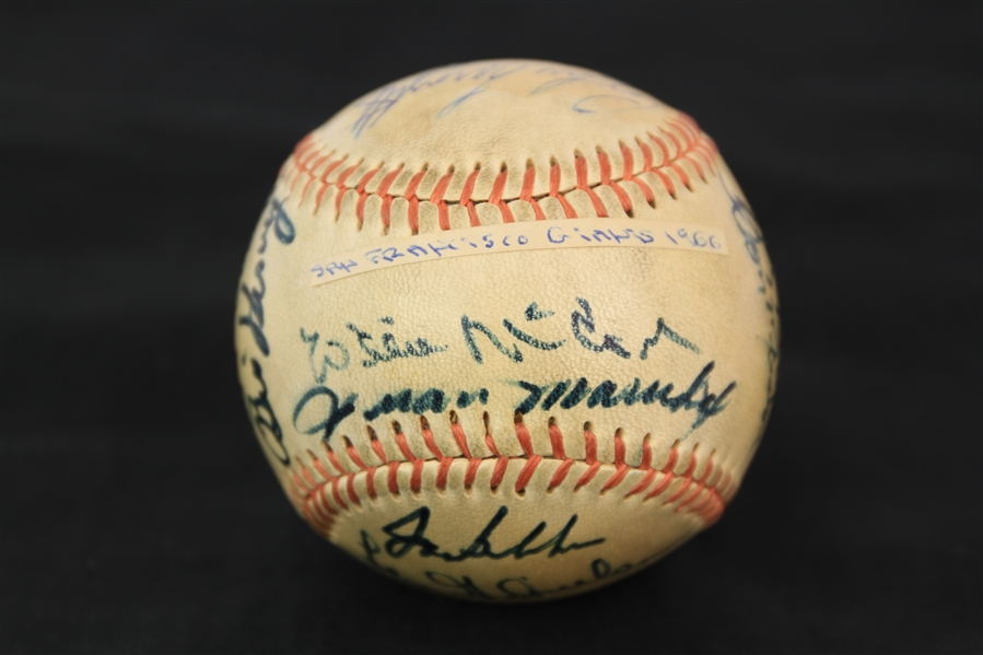 1966 San Francisco Giants Team Signed Baseball w/ 18 Signatures Including Willie Mays, Willie McCovey, Juan Marichal & More (JSA) 
