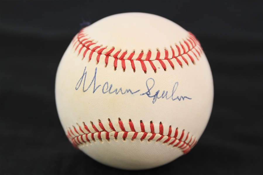1991-93 Warren Spahn Milwaukee Braves Signed ONL White Baseball (JSA)