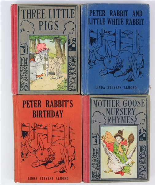 1920s-30s Wee Books for Wee People Childrens Book Collection - Lot of 4 w/ Mother Goose, Peter Rabbit & Three Little Pigs