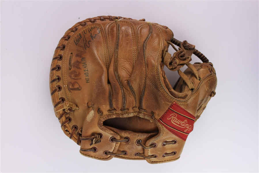 1965-68 Ron Brand Houston Astros Signed Game Worn Rawlings Catchers Mitt (MEARS LOA/JSA)