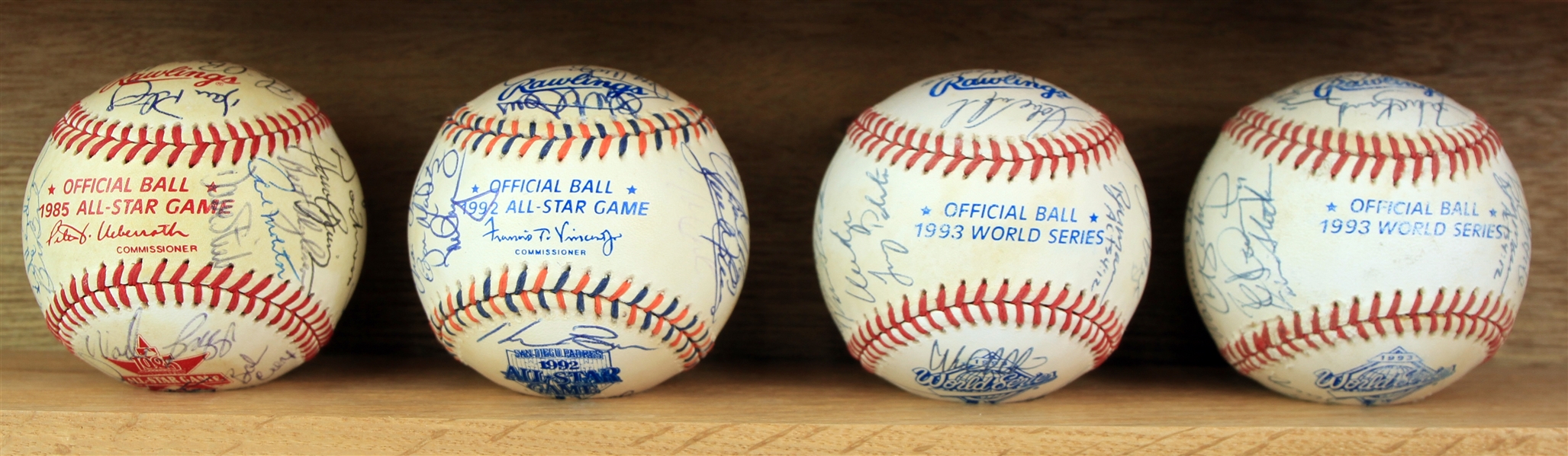 1985-93 Team Signed Baseball Collection - Lot of 4 w/ 1985 AL All Stars, 1992 AL All Stars & 1993 Philadelphia Phillies World Series