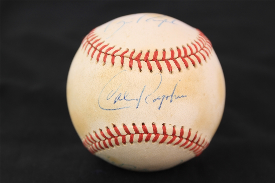 1990-92 Ripken Family (Cal Sr., Cal Jr., Billy) Baltimore Orioles Signed OAL Brown Baseball (JSA)