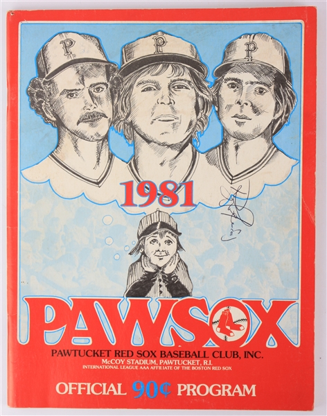 1981 Wade Boggs Pawtucket Red Sox Game Program Signed by Roger LaFrancois