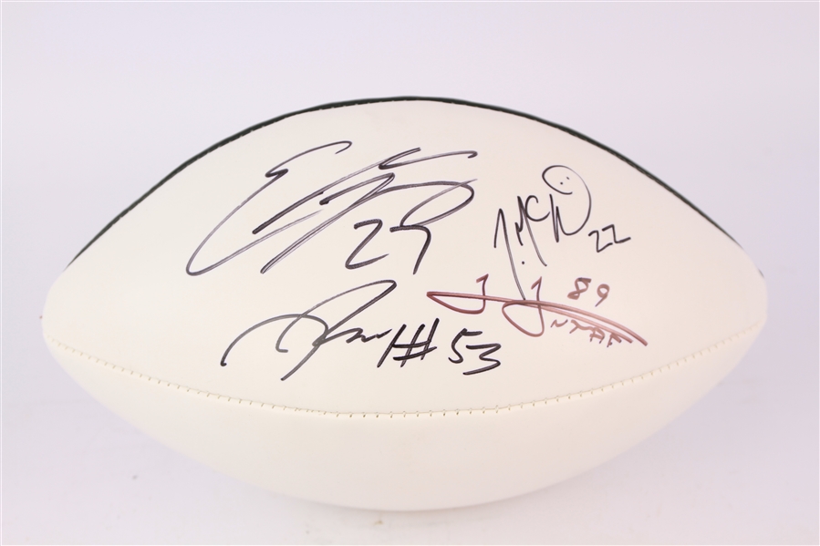 2013 James Jones Eddie Lacy Nick Perry Jerron McMillian Green Bay Packers Multi Signed Team Logo Autograph Panel Football (JSA)