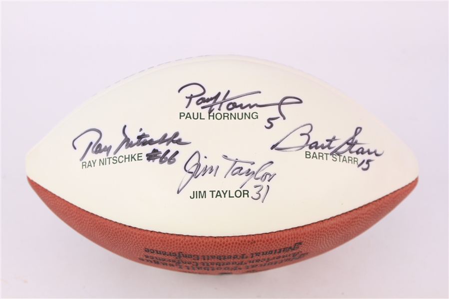 2000s Bart Starr Ray Nitschke Jim Taylor Paul Hornung Signed ONFL Tagliabue Packers Legends Football (JSA)