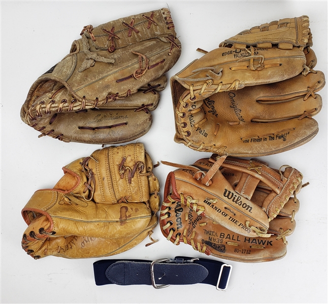 1960s-80s Player Endorsed Store Model Fielders Mitt Collection - Lot of 4 w/ Ted Williams, Tony Conigliaro, Bobby Richardson & More