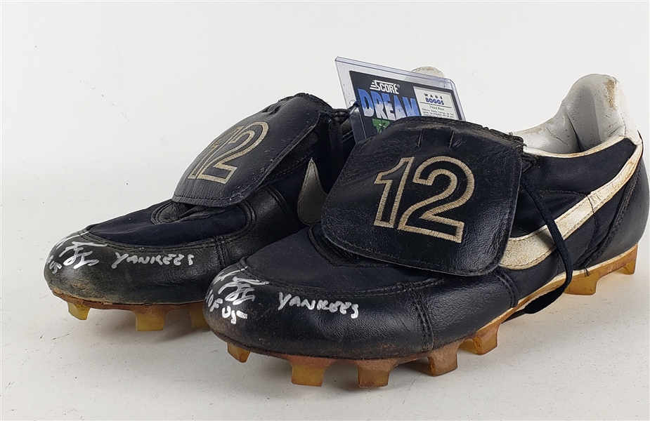 1995 Wade Boggs New York Yankees Signed Nike Game Worn Cleats (MEARS LOA/JSA/Boggs LOA)