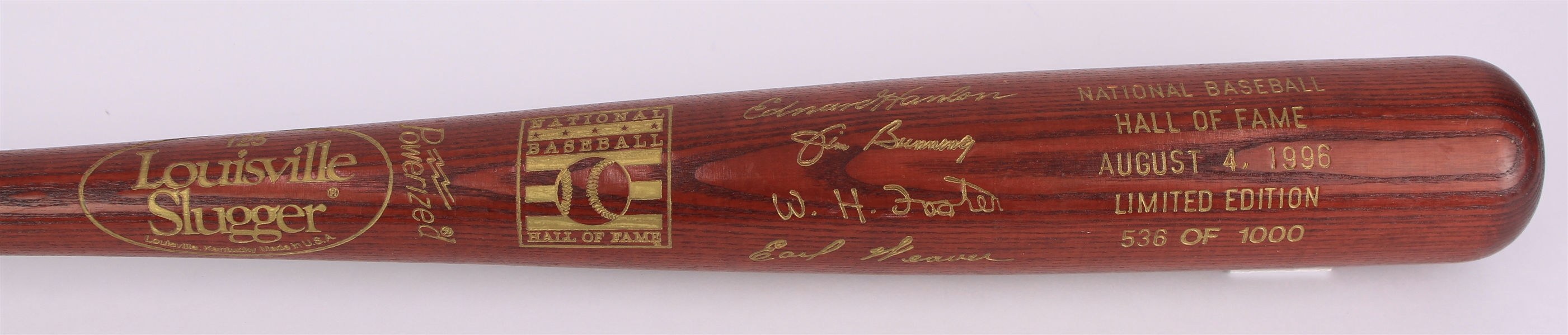 1996 MLB Hall of Fame Induction Class Louisville Slugger Commemorative Bat (536/1000)