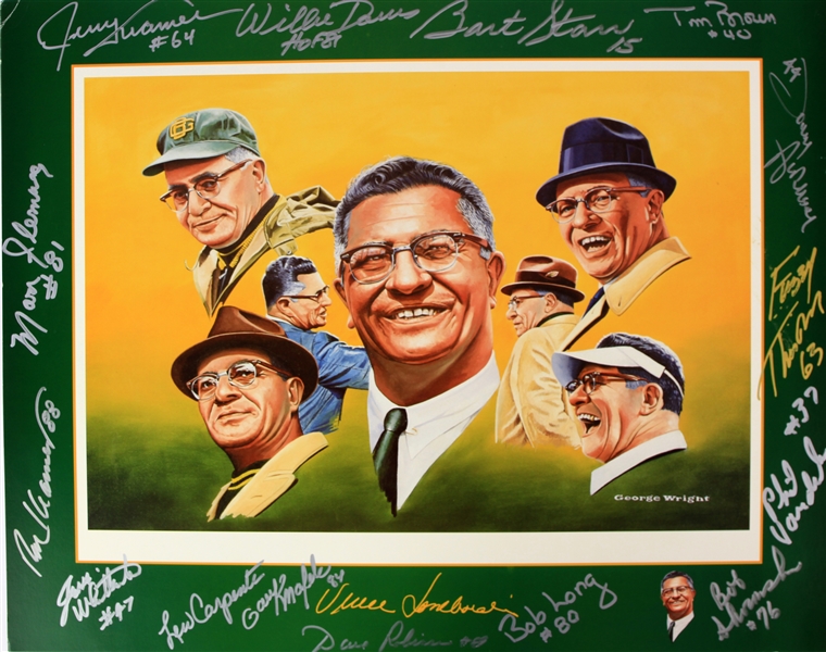 2009 Green Bay Packers Multi Signed 16" x 20" Vince Lombardi Posterboard w/ 15 Signatures Including Bart Starr, Jerry Kramer, Willie Davis & More (JSA) 