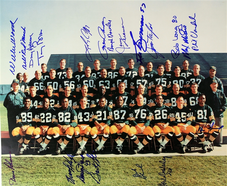 1960s Green Bay Packers Multi Signed 16" x 20" Team Photo w/ 20 Signatures Including Bart Starr, Jim Taylor, Willie Wood & More (JSA)