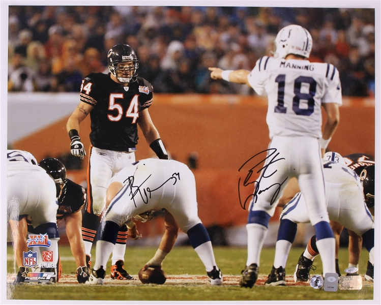 2007 Peyton Manning Brian Urlacher Colts/Bears Signed 16" x 20" Super Bowl XLI Photo (JSA)