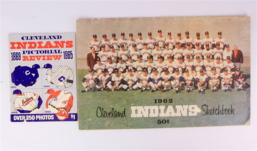1962-65 Cleveland Indians Publications - Lot of 2 w/ Oversize 1962 Sketchbook & 1965 Pictorial Review 