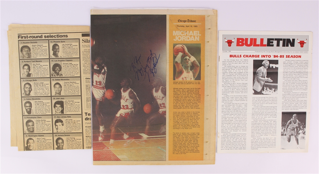 1984-85 Michael Jordan Chicago Bulls Rookie Season Signed Newspaper Page (JSA)