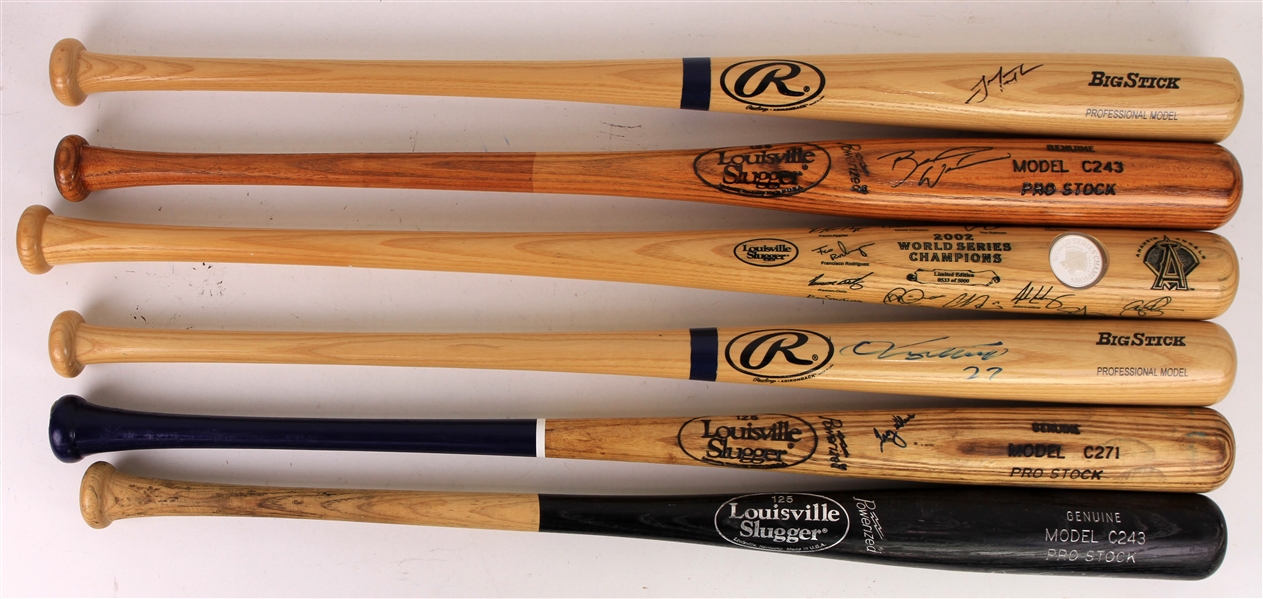 2000s Anaheim Angels Signed Baseball Bat Collection - Lot of 12 w/ Vladimir Guerrero, Troy Glaus, Darin Erstad & More (PSA/DNA)