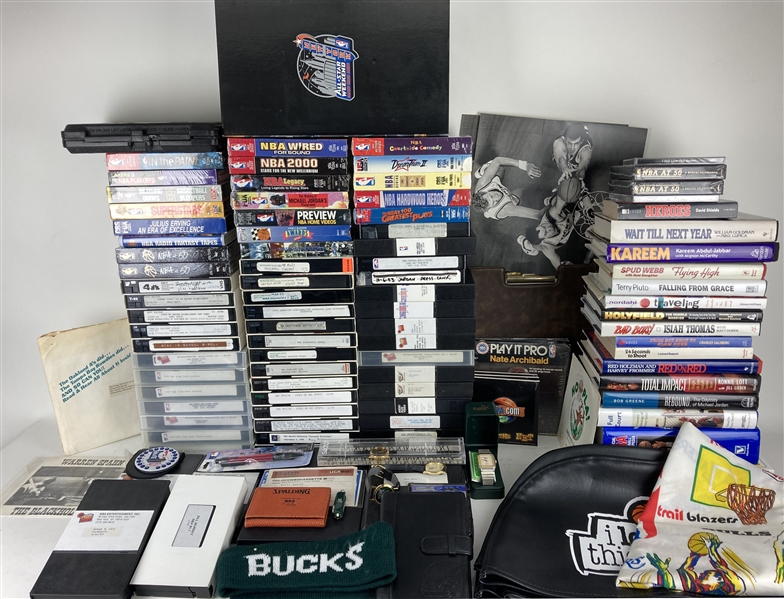 1990s-2000s Basketball Memorabilia Collection - Lot of 100+ w/ Books, VHS Tapes, Watches & More