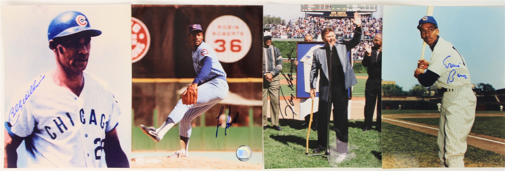 1970s-2000s Chicago Cubs Signed 8" x 10" Photos - Lot of 4 w/ Ernie Banks, Ron Santo, Fergie Jenkins & Billy Williams (JSA)