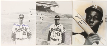 1970s-2000s Milwaukee Braves Signed 8" x 10" Photos - Lot of 3 w/ Eddie Mathews & Warren Spahn (JSA)