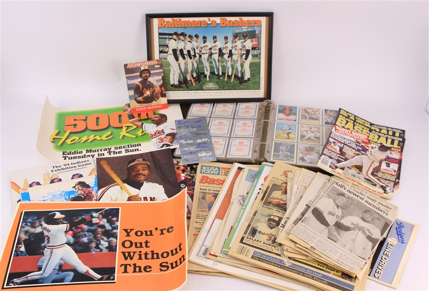 1980s-2000s Eddie Murray Baltimore Orioles Memorabilia Collection - Lot of 25+ w/ Trading Cards, Publications & More