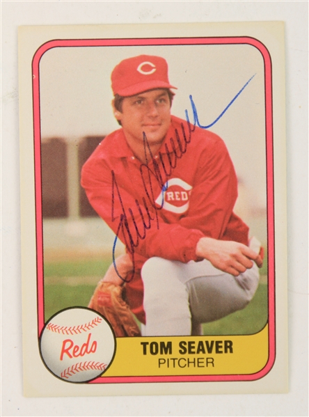 1981 Tom Seaver Cincinnati Reds Signed Fleer Baseball Trading Card (JSA)