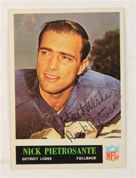1965 Nick Pietrosante Detroit Lions Signed Philadelphia Gum Football Trading Card (JSA)