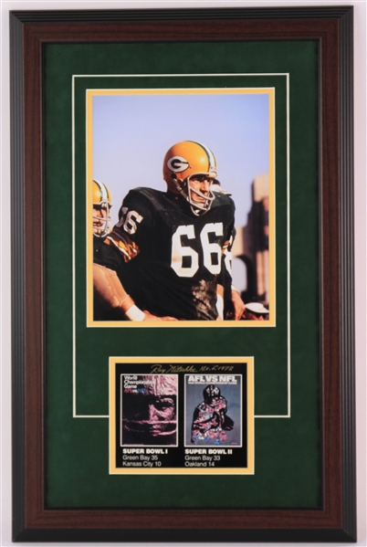 1980s Ray Nitschke Green Bay Packers Signed 14" x 22" Framed Display (JSA)