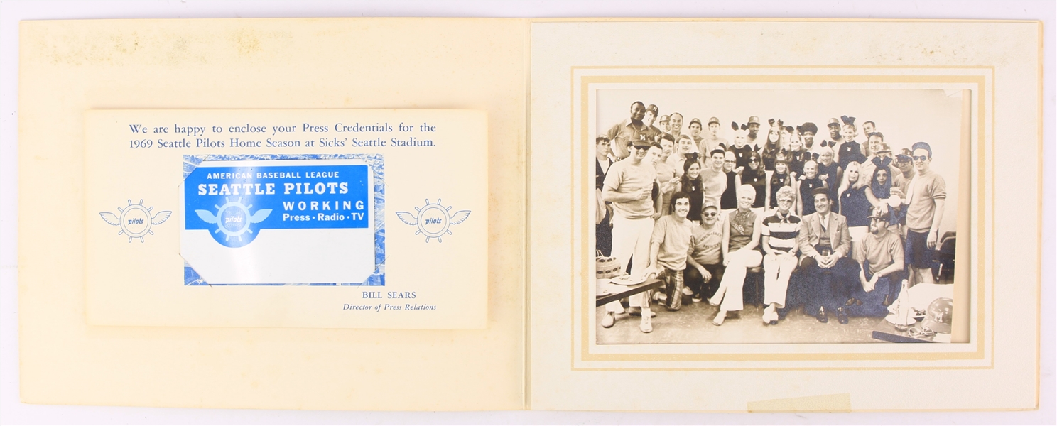 1969-70 Seattle Pilots Unused Press Credential & 1970 Milwaukee Brewers Playboy Club 5" x 7" Photo - Lot of 2