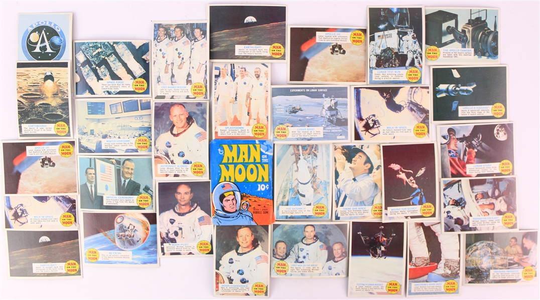 1969 Topps Man on The Moon Trading Cards - Lot of 30 w/ Empty Pack Wrapper