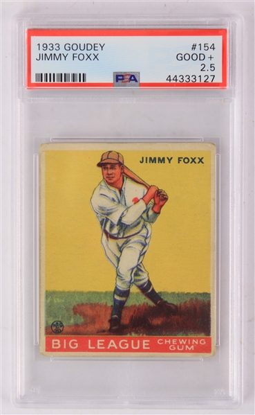 1933 Jimmy Foxx Philadelphia Athletics Goudey #154 Baseball Trading Card (PSA Good+ 2.5)
