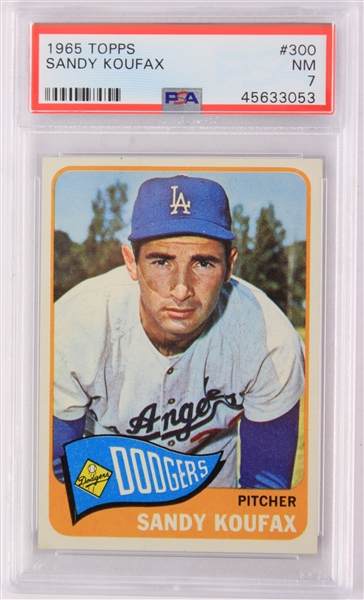 1965 Sandy Koufax Los Angeles Dodgers Topps #300 Baseball Trading Card (PSA NM 7)