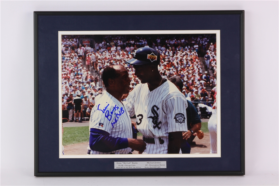 1994 Ernie Banks Chicago Cubs Signed 14" x 18" Framed Display (JSA)
