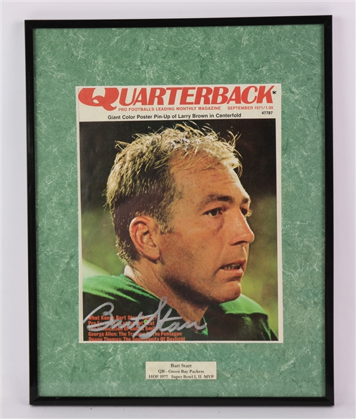 1971 Bart Starr Green Bay Packers Signed 11" x 14" Framed Quarterback Magazine (JSA)