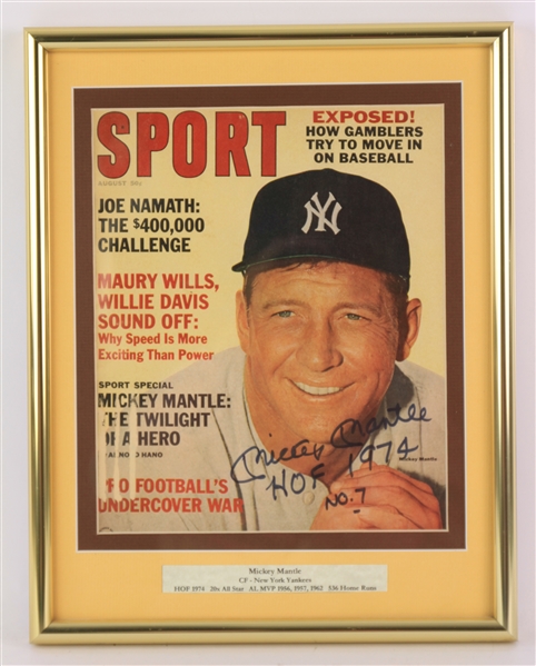 1965 Mickey Mantle New York Yankees Signed 11" x 14" Framed Sport Magazine (JSA)