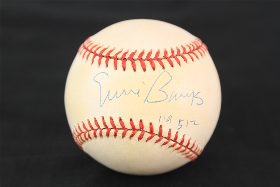 1994 Ernie Banks Chicago Cubs Signed ONL White Baseball (JSA)
