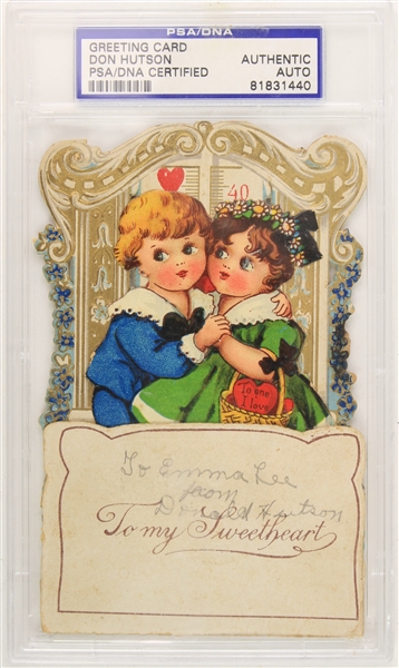 1920s Don Hutson Green Bay Packers Dual Signed Childhood Valentines Day Card (PSA/DNA Slabbed) 
