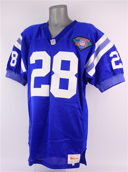 1994 Marshall Faulk Indianapolis Colts Secretarial Signed Home Jersey (MEARS LOA) Rookie Season